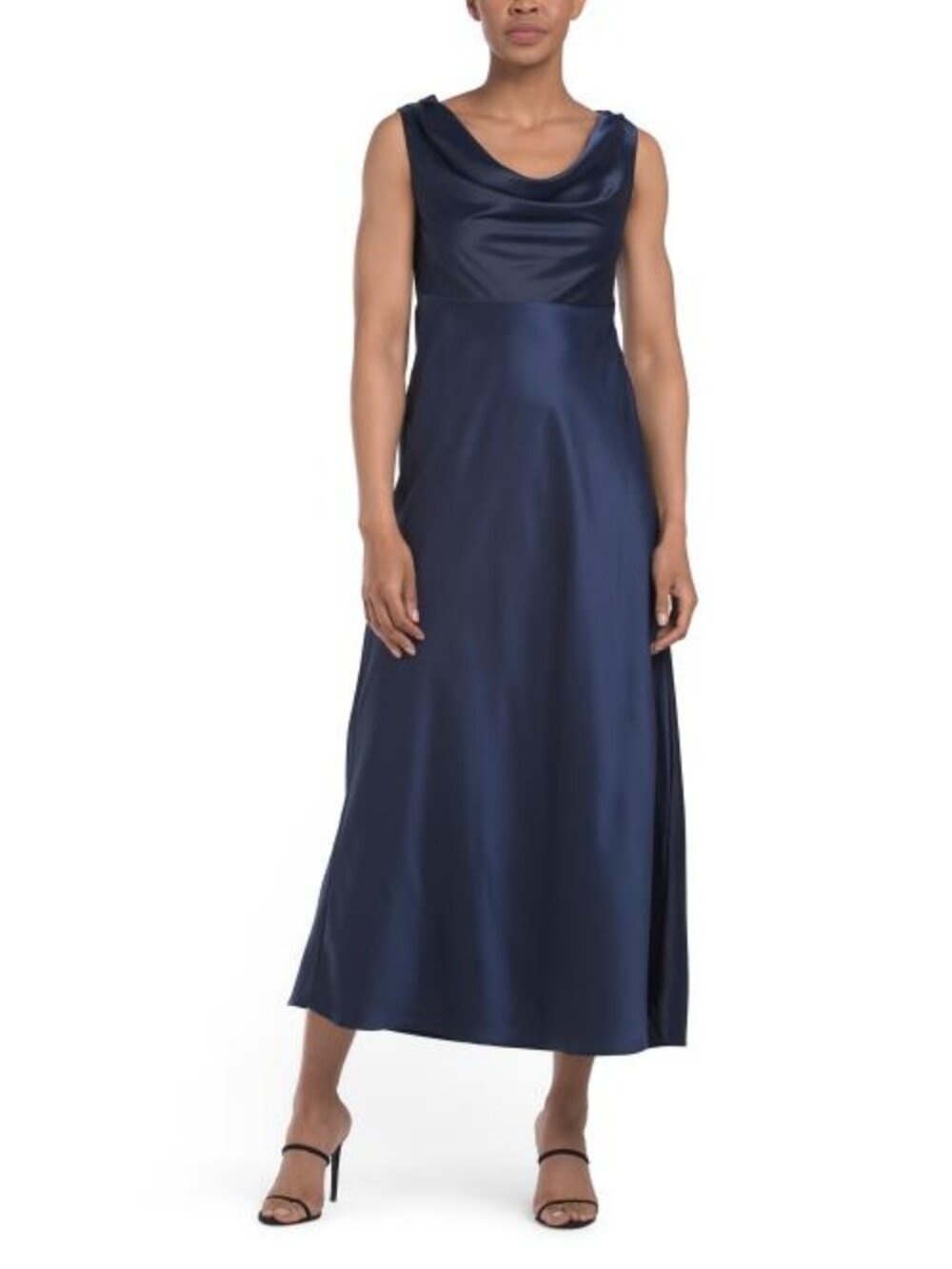 FAMOUS BRAND Satin Cowl Maxi Dress